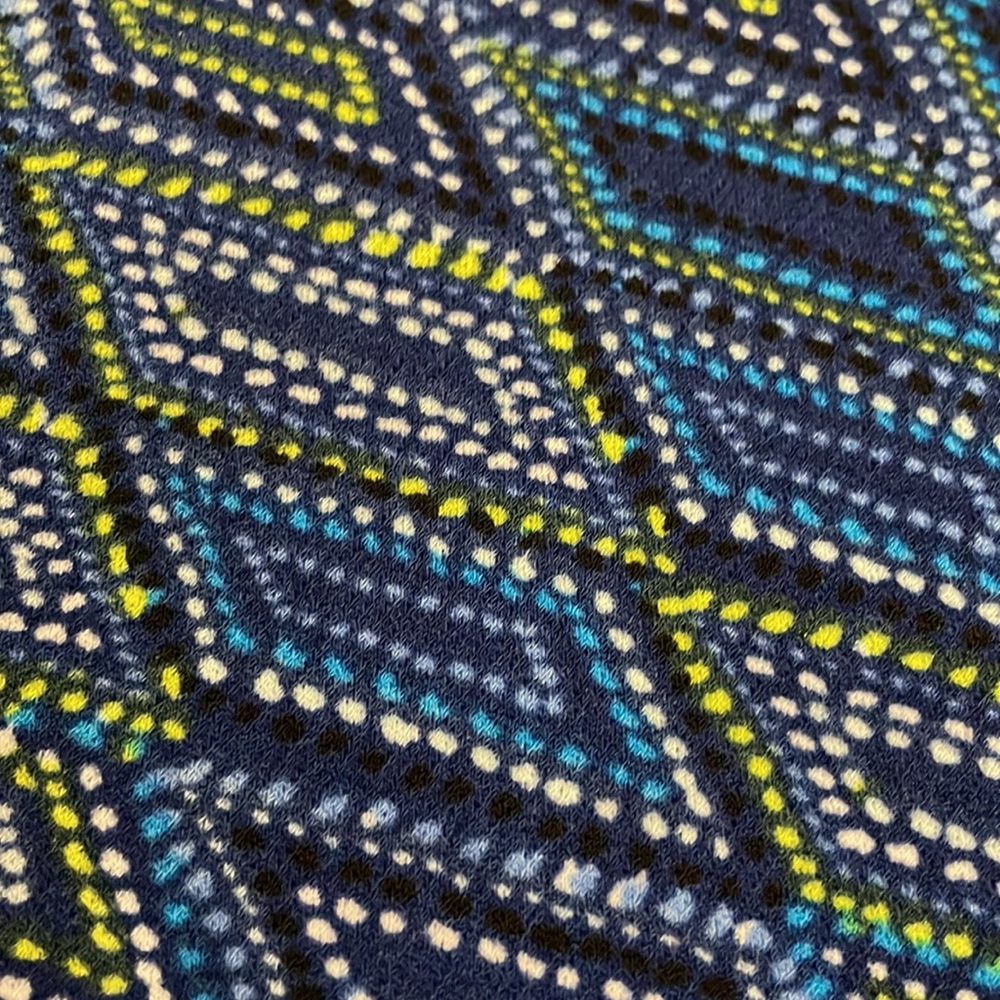 Adrienne Vittadini Blue, Green & White Print Sleeveless Ruched Blouse Size XL - Picture 8 of 12